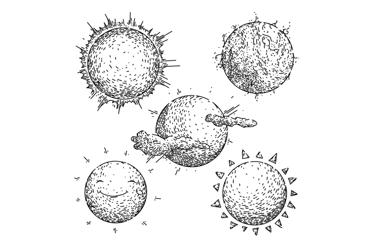 sun set sketch hand drawn