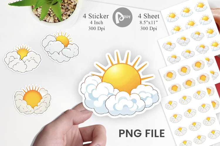 Sun and Clouds Sticker