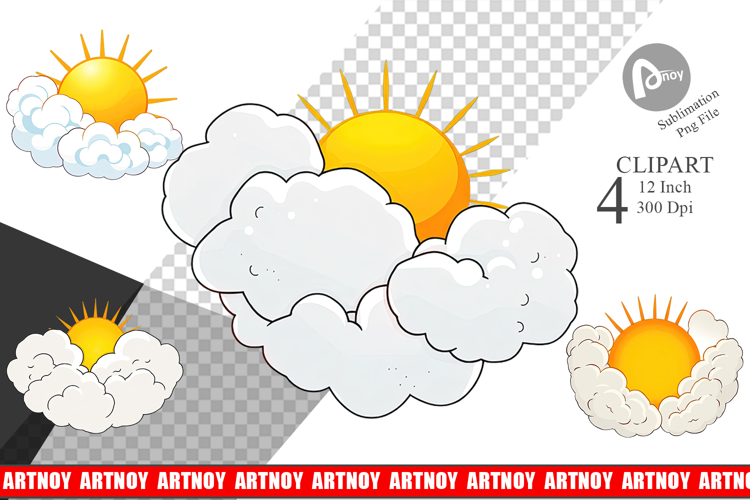 Sun and Clouds Clipart
