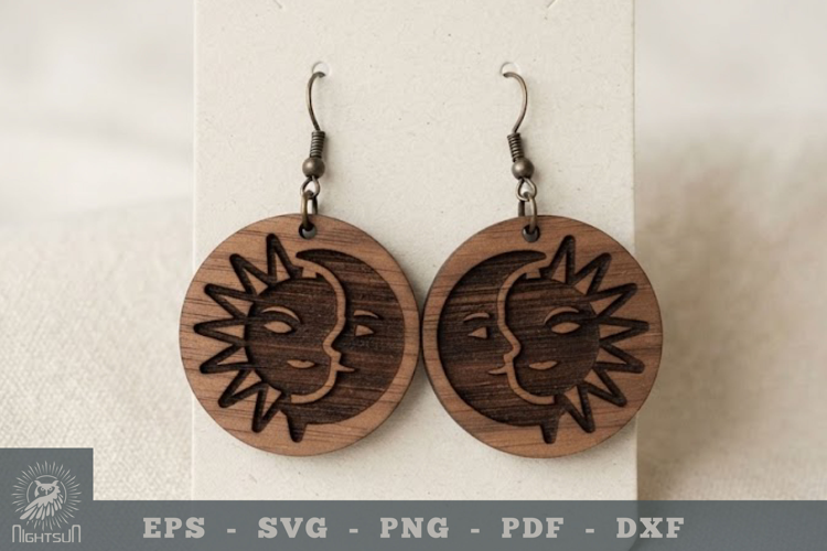 Sun and Moon Lasercut Earring 3