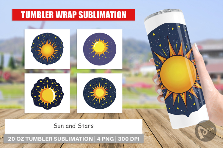 Tumbler Sun and Stars