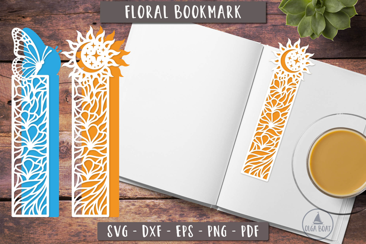 Sun Butterfly Bookmark SVG Floral Layered design