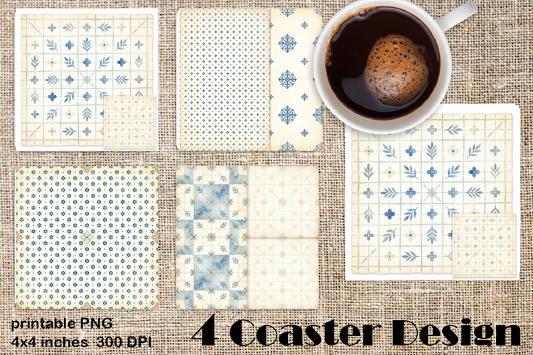 Blue and white ceramics in chinoiserie style Square Coaster