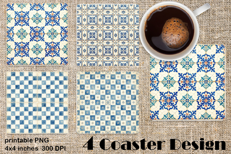 Blue and white ceramics in chinoiserie style Square Coaster