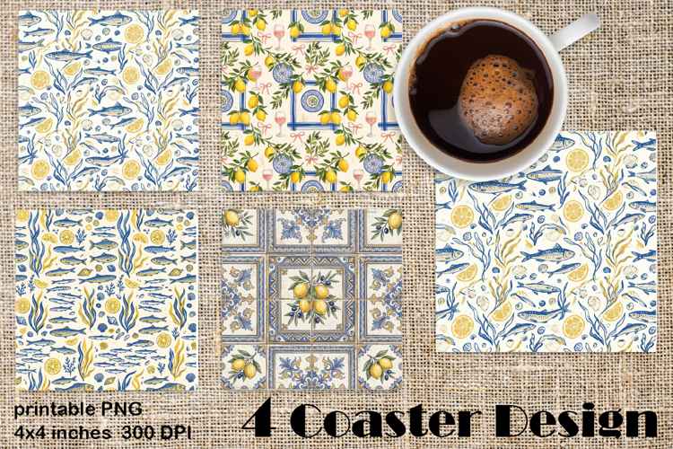 Sicilian Tile ceramics in chinoiserie style Square Coaster