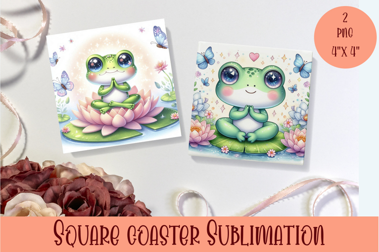 Funny Frog Coaster Sublimation. Summer Coaster Design