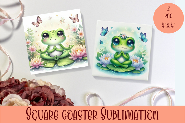 Funny Frog Coaster Sublimation. Summer Coaster Design