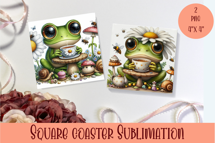Funny Frog Coaster Sublimation. Summer Coaster Design