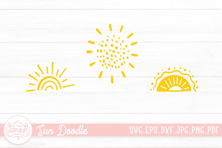 Sun Doodle Clipart SVG Cut File Summer SVG