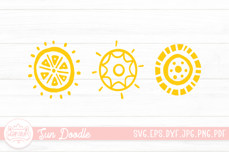 Sun Doodle Clipart SVG Cut File Summer SVG