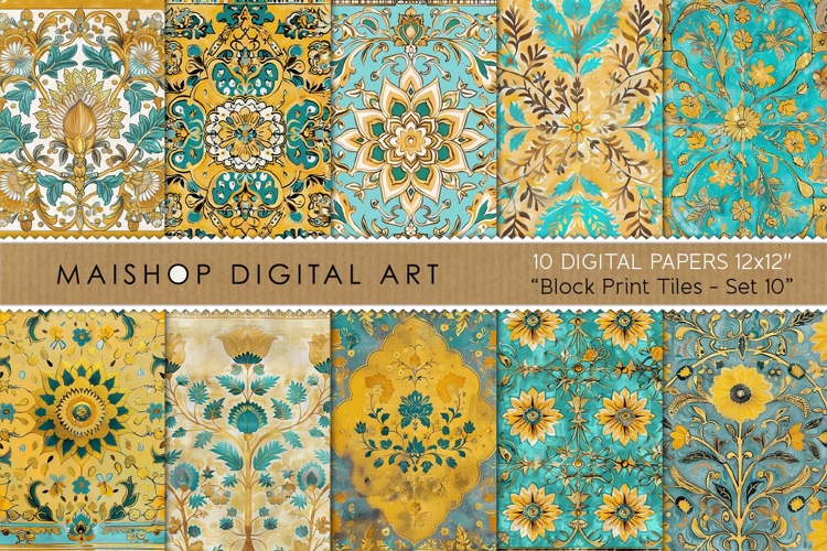 Sun Drenched Boho Floral Tile Seamless Backgrounds