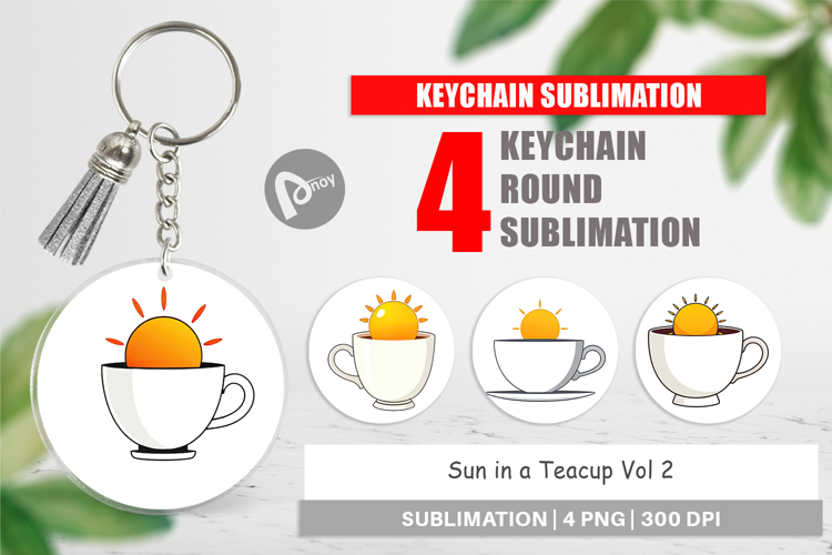 Keychain Teacup Sun