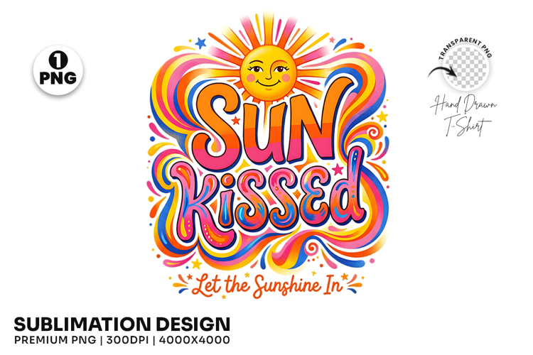 retro summer png, sun kissed design, sunshine quote png, vintage summer shirt, retro sublimation, sunny day design, summer apparel png, vintage sunshine, summer vacation design, retro t shirt png