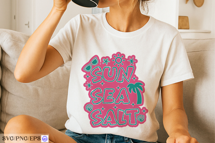 Sun Sea Salt Seashell Summer Graphic PNG SVG Design