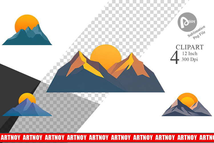 Sun over Mountains Clipart