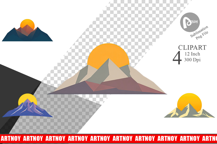 Sun over Mountains Clipart