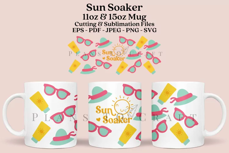 Sun Soaker 11&15oz Coffee Glass Mug Wrap SVG