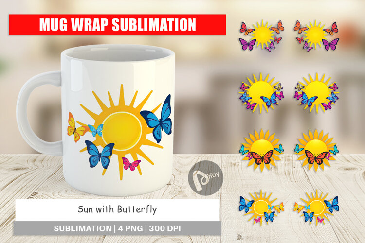 Mug Wrap Sun with Butterfly example image 1