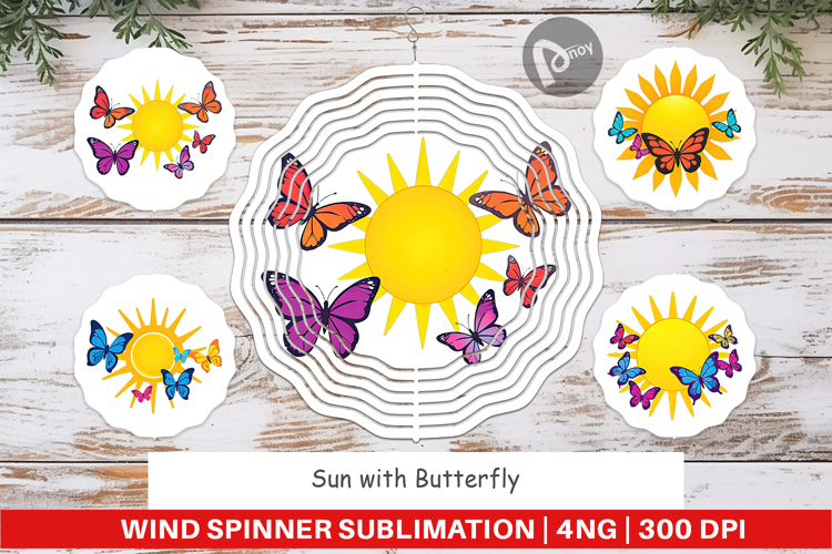 Wind Spinner Sun with Butterfly