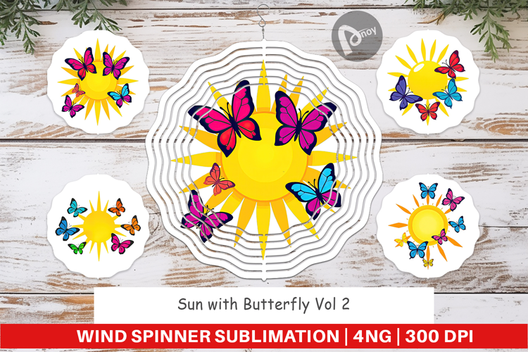 Wind Spinner Sun with Butterfly