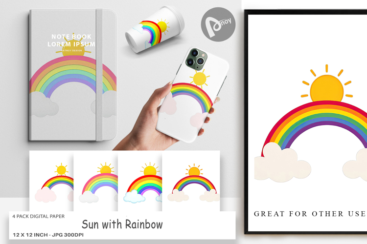 Digital Paper Sun and Rainbow
