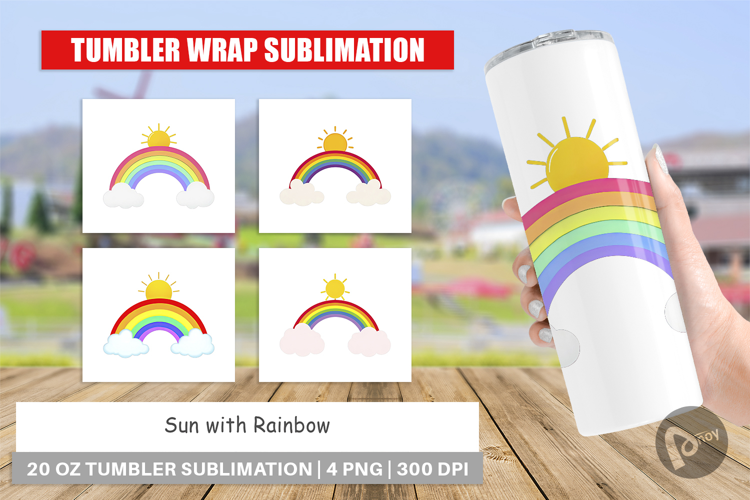 Tumbler Sun and Rainbow