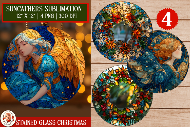 Christmas Angel Stained Glass Suncatcher.Holiday Ornament