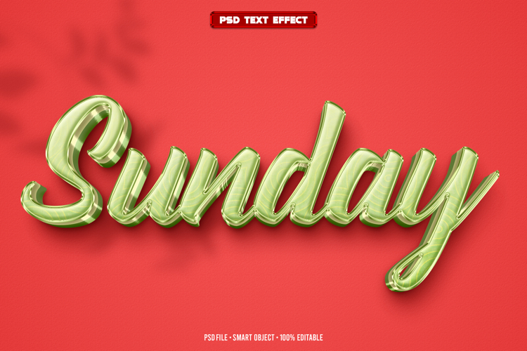 Sunday 3D editable text effect