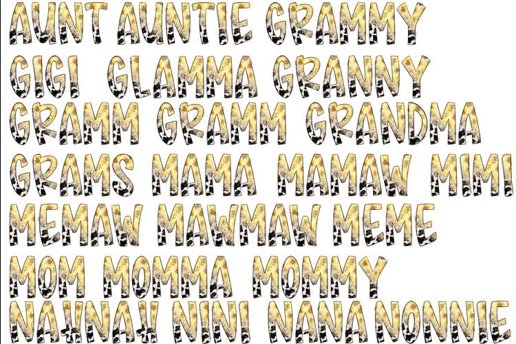 Sunflower Cheetah Names Bundle PNGs Only