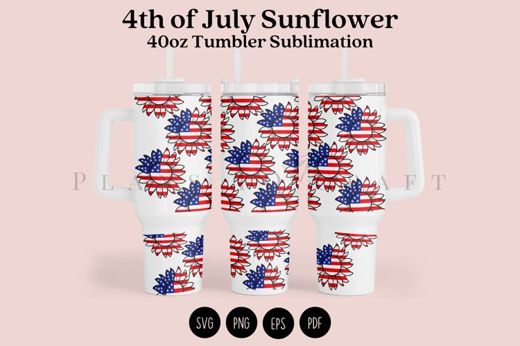 Sunflower 4th of July 40oz Tumbler Sublimation Wrap