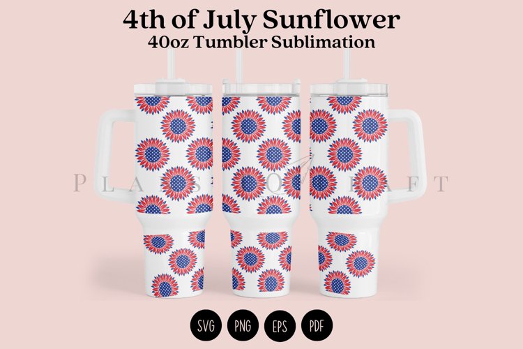 sunflower 4th of july 40oz tumbler sublimation full wrap high resolution transparant background