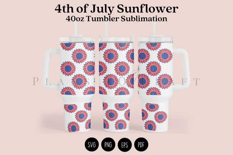 Sunflower 4th of July 40oz Tumbler Sublimation Wrap