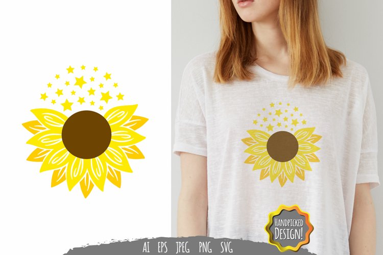 Sunflower and Star SVG example image 1