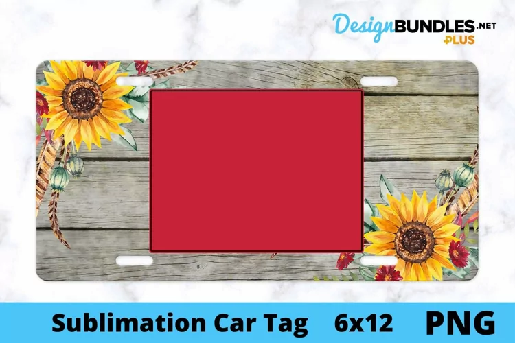 Sublimation Car Tag - Car Tag PNG - Sunflower Monogram