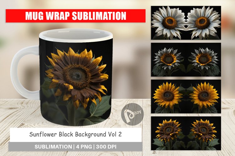 Mug Wrap Design Dark Sunflower