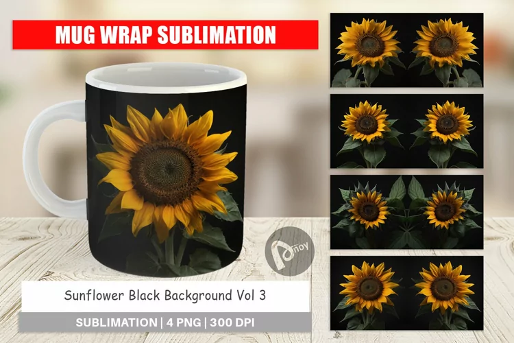 Mug Wrap Design Dark Sunflower