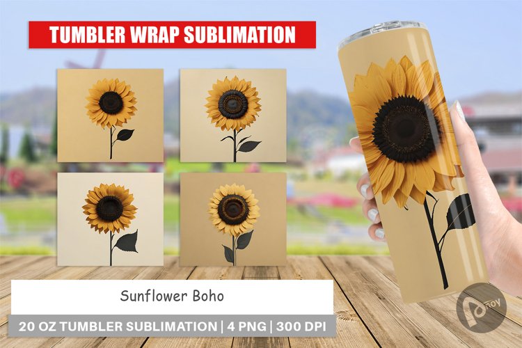 Tumbler Sublimation Wra Sunflower Bohop