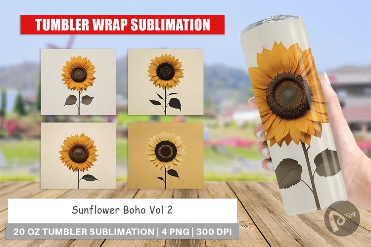 Tumbler Sublimation Wra Sunflower Bohop