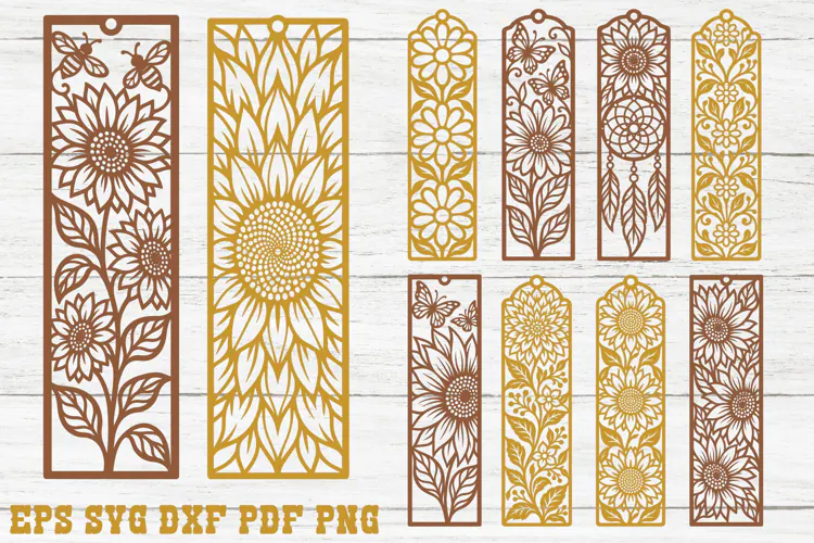 Sunflower Bookmarks SVG File, Laser Cut Design