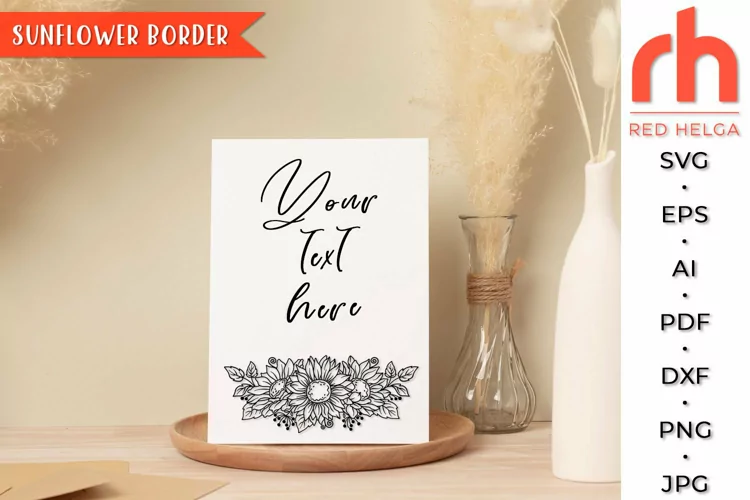 Sunflower Border SVG, Flower Wreath Cut File, Floral Design