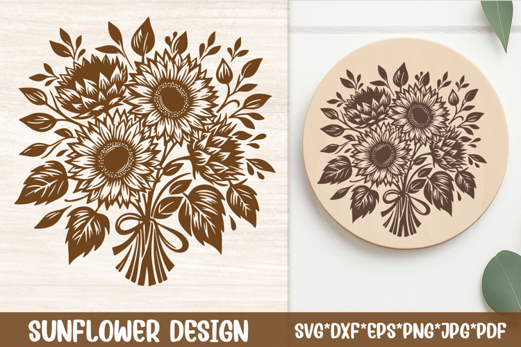 Sunflower Bouquet SVG Design | Laser Engraving Cut Files