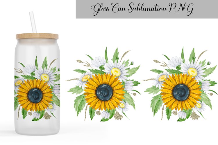 Sunflower Glass Can Sublimation| Libbey Glass Can