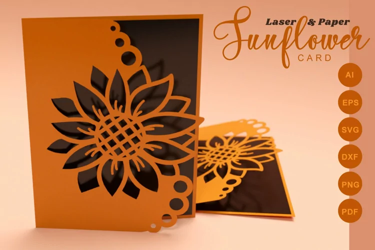 Papercut Sunflower Card Template