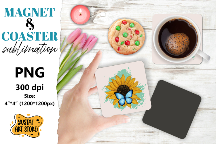 Sunflower magnet/coaster sublimation. Sunflower sublimation