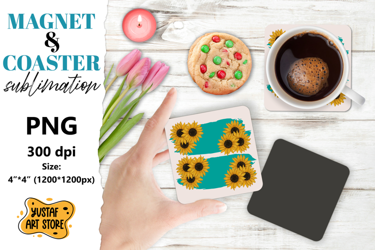 Sunflower magnet/coaster sublimation. Sunflower sublimation