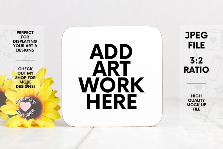 Coaster Mock Up | Coaster With Sunflowers Mock Up