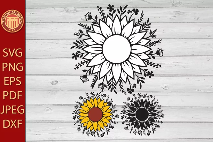 Floral Sunflower and Plants - eps, svg, pdf, png files