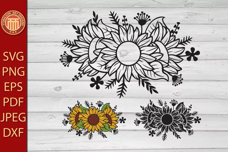 Floral Sunflower and Plants - eps, svg, pdf, png files