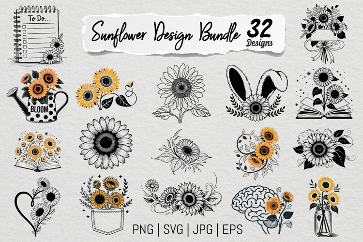 Sunflower SVG PNG Design Bundle
