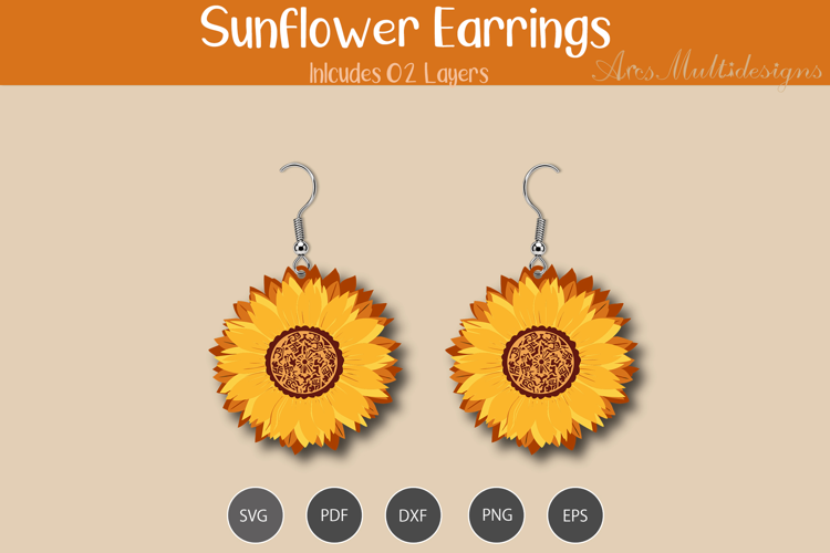 Sunflower Earrings SVG